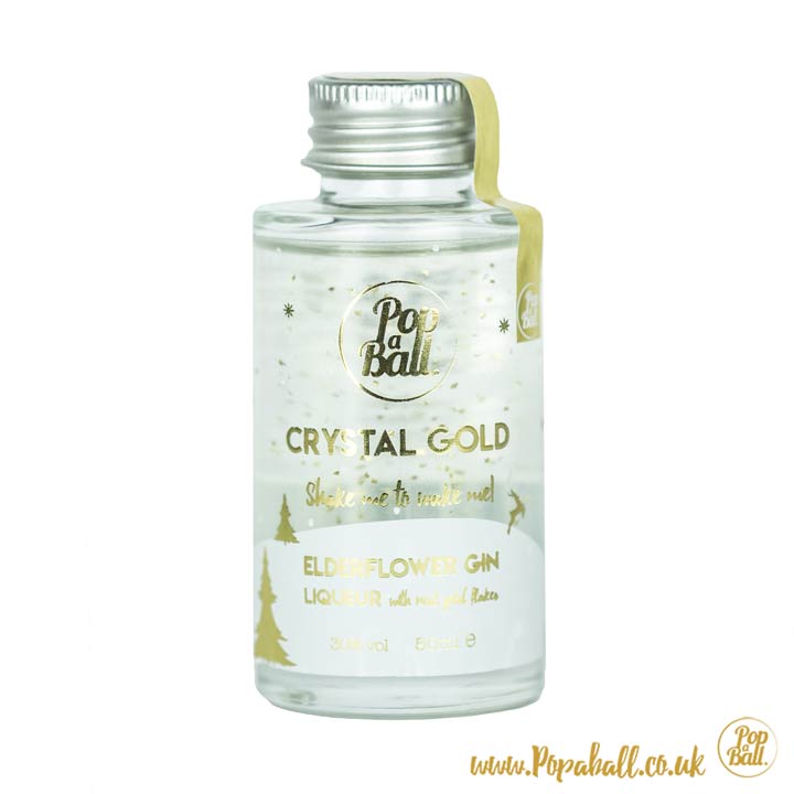 Crystal Gold Elderflower Gin Liqueur with 23ct gold flakes Popaball