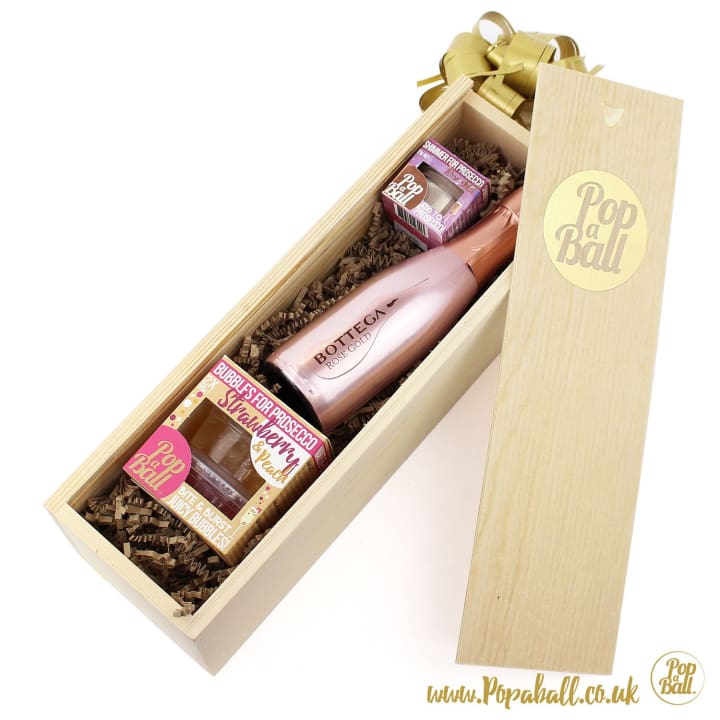 Shimmer With Bubbles For Prosecco And Fizz Wood Box Gift Set - Fizz